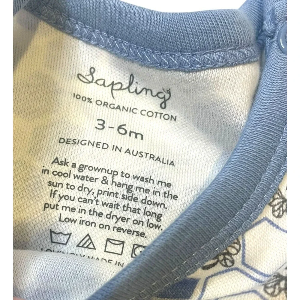 Sapling Cornflower Blue Bees Dress Sleeveless Organic Cotton Girls Size 3-6M NWT